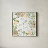 Natures Leaves IV Sage by Beth Grove. Shown in a crisp white glass frame for a clean and minimalist style. Available as an archival giclee rolled canvas, fine art paper, or poster print. SKU 71495a.