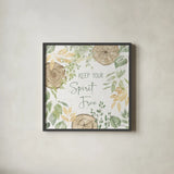 Natures Leaves V Sage by Beth Grove. Shown in a sleek black glass frame for a contemporary gallery look. Available as an archival giclee rolled canvas, fine art paper, or poster print. SKU 71496a.