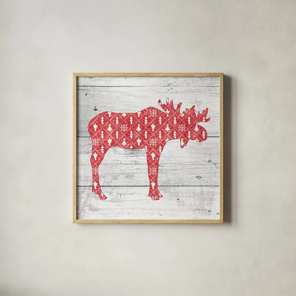 Nordic Holiday IX by Beth Grove. Shown in a natural wood glass frame for a timeless modern aesthetic. Available as an archival giclee rolled canvas, fine art paper, or poster print. SKU 33877a.