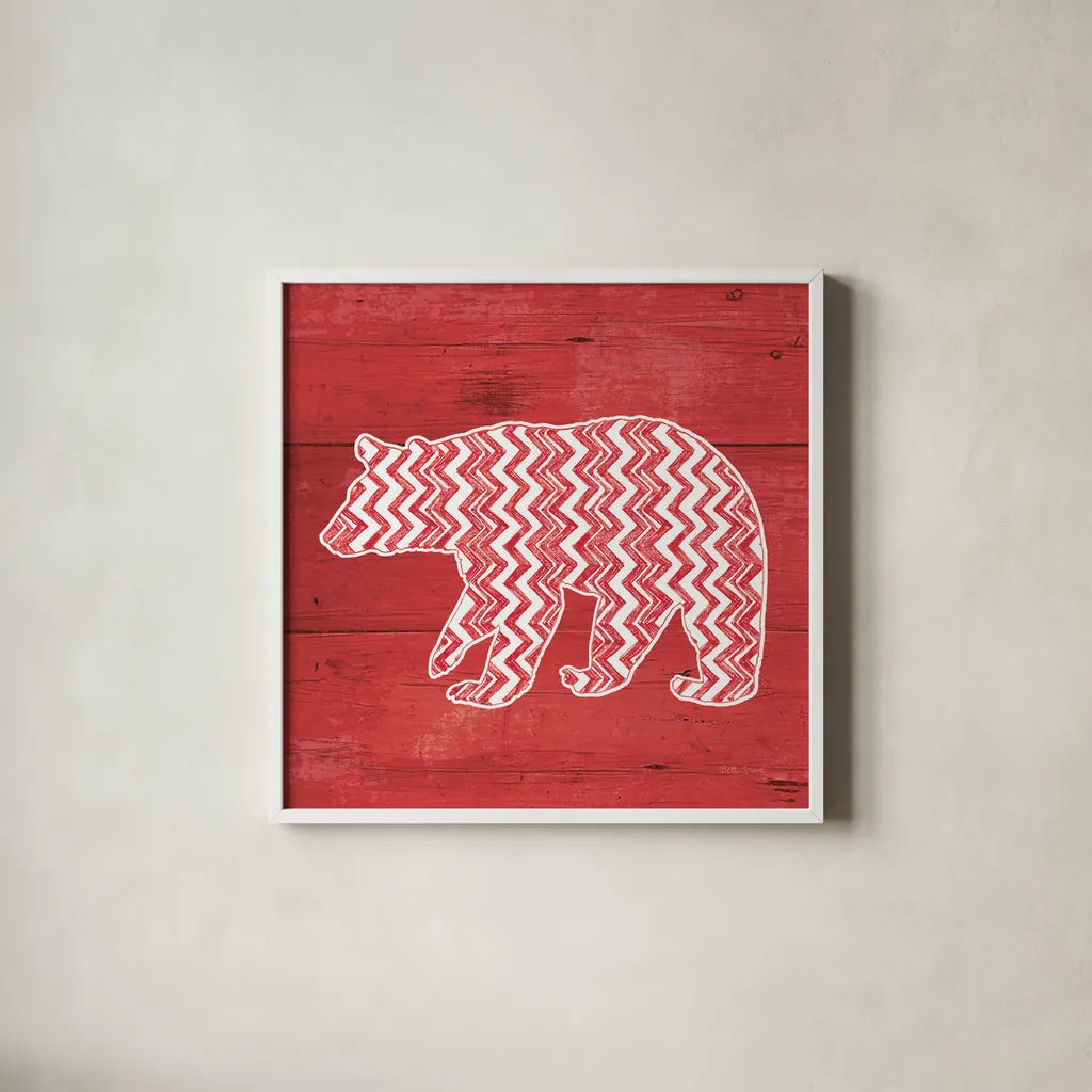 Nordic Holiday X by Beth Grove. Shown in a crisp white glass frame for a clean and minimalist style. Available as an archival giclee rolled canvas, fine art paper, or poster print. SKU 33878a.