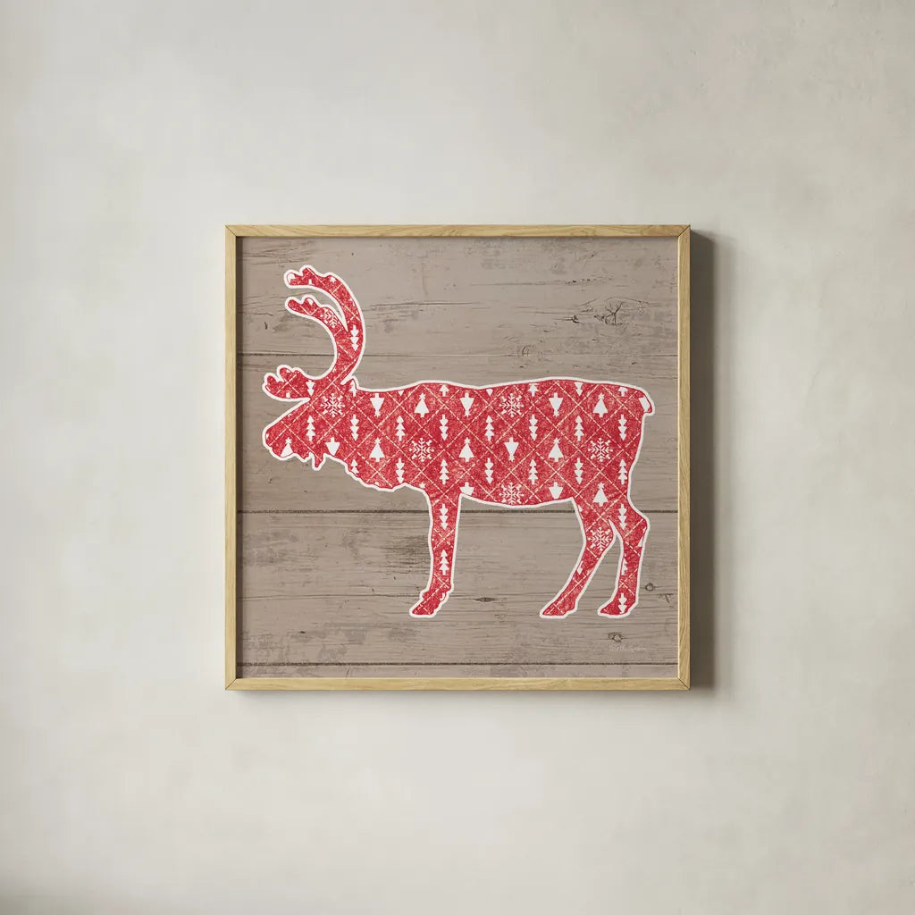 Nordic Holiday XII by Beth Grove. Shown in a natural wood glass frame for a timeless modern aesthetic. Available as an archival giclee rolled canvas, fine art paper, or poster print. SKU 33880a.