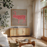 Nordic Holiday XII by Beth Grove. Shown in a natural wood frame in a cozy modern living room. Available as an archival giclee rolled canvas, fine art paper, or poster print. SKU 33880a.