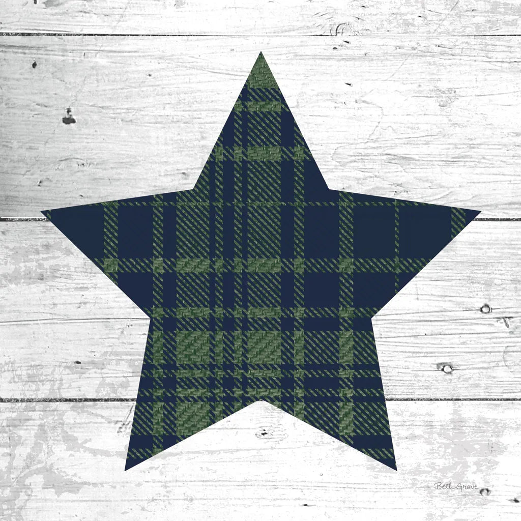 Nordic Holiday XII Plaid Navy Green by Beth Grove. SKU 59702a. Archival Giclee Fine art print for wall decor.