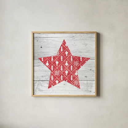 Nordic Holiday XIII by Beth Grove. Shown in a natural wood glass frame for a timeless modern aesthetic. Available as an archival giclee rolled canvas, fine art paper, or poster print. SKU 33881a.