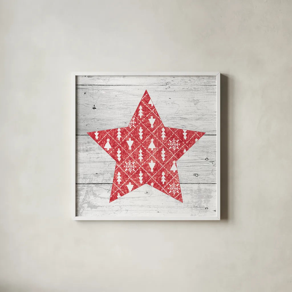 Nordic Holiday XIII by Beth Grove. Shown in a crisp white glass frame for a clean and minimalist style. Available as an archival giclee rolled canvas, fine art paper, or poster print. SKU 33881a.