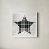 Nordic Holiday XIII Plaid by Beth Grove. Shown in a crisp white glass frame for a clean and minimalist style. Available as an archival giclee rolled canvas, fine art paper, or poster print. SKU 37366a.
