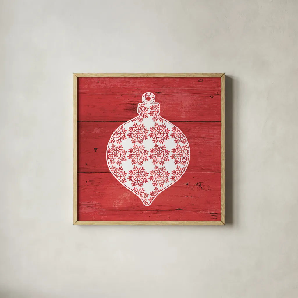 Nordic Holiday XIV by Beth Grove. Shown in a natural wood glass frame for a timeless modern aesthetic. Available as an archival giclee rolled canvas, fine art paper, or poster print. SKU 33882a.