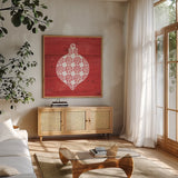 Nordic Holiday XIV by Beth Grove. Shown in a natural wood frame in a cozy modern living room. Available as an archival giclee rolled canvas, fine art paper, or poster print. SKU 33882a.