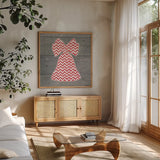 Nordic Holiday XV by Beth Grove. Shown in a natural wood frame in a cozy modern living room. Available as an archival giclee rolled canvas, fine art paper, or poster print. SKU 33883a.