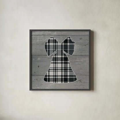 Nordic Holiday XV Plaid by Beth Grove. Shown in a sleek black glass frame for a contemporary gallery look. Available as an archival giclee rolled canvas, fine art paper, or poster print. SKU 37367a.
