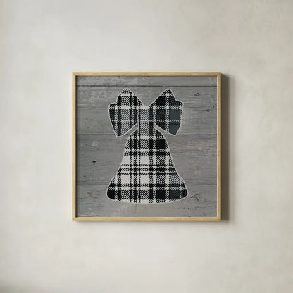 Nordic Holiday XV Plaid by Beth Grove. Shown in a natural wood glass frame for a timeless modern aesthetic. Available as an archival giclee rolled canvas, fine art paper, or poster print. SKU 37367a.