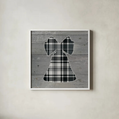 Nordic Holiday XV Plaid by Beth Grove. Shown in a crisp white glass frame for a clean and minimalist style. Available as an archival giclee rolled canvas, fine art paper, or poster print. SKU 37367a.