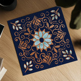October Garden IX Blue by Beth Grove. Shown as a detailed flat fine art print, highlighting archival giclee quality. Available as an archival giclee rolled canvas, fine art paper, or poster print. SKU 39632a.
