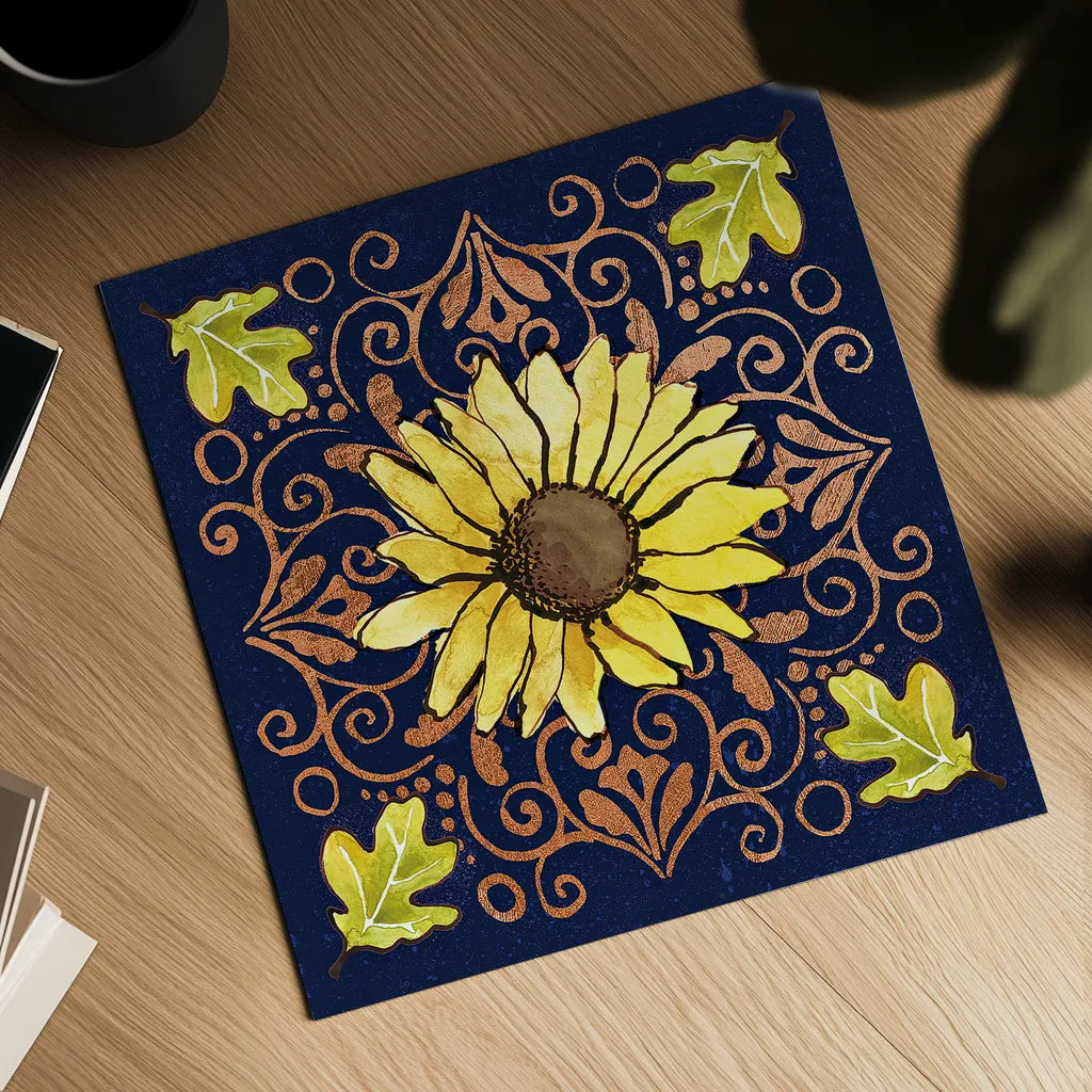 October Garden V Blue by Beth Grove. Shown as a detailed flat fine art print, highlighting archival giclee quality. Available as an archival giclee rolled canvas, fine art paper, or poster print. SKU 39628a.