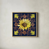 October Garden V Blue by Beth Grove. Shown in a natural wood glass frame for a timeless modern aesthetic. Available as an archival giclee rolled canvas, fine art paper, or poster print. SKU 39628a.