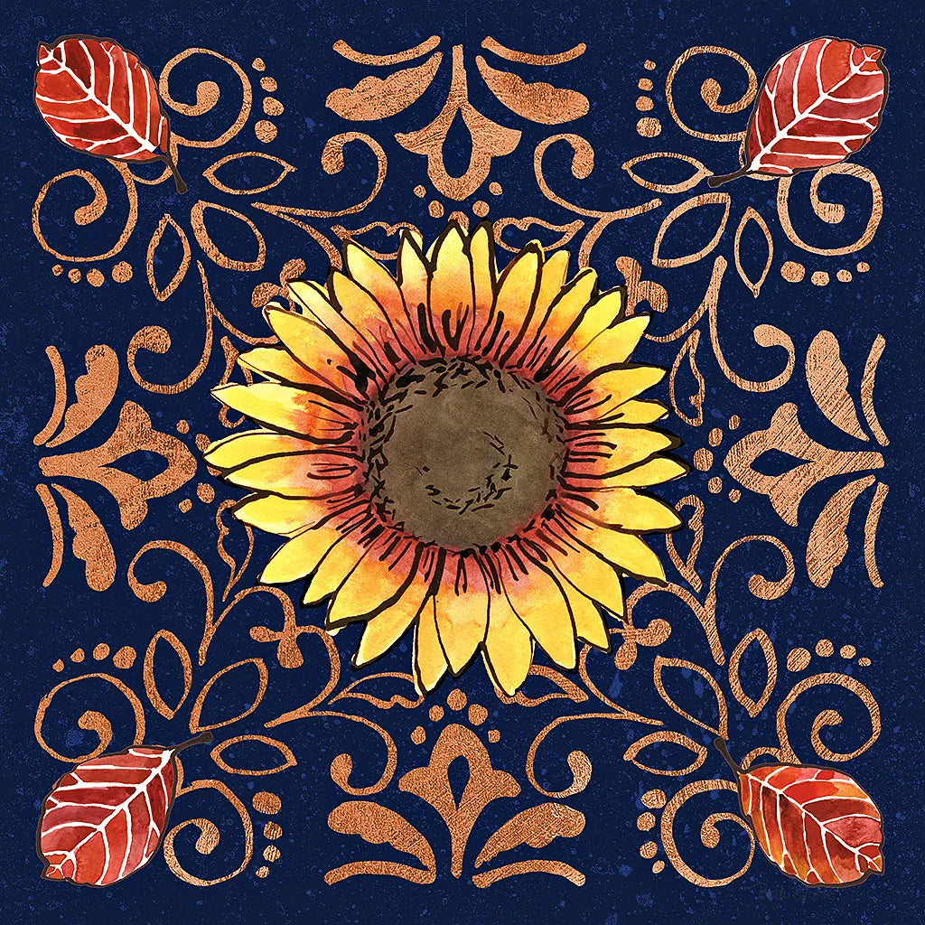 October Garden VII Blue by Beth Grove. SKU 39630a. Archival Giclee Fine art print for wall decor.