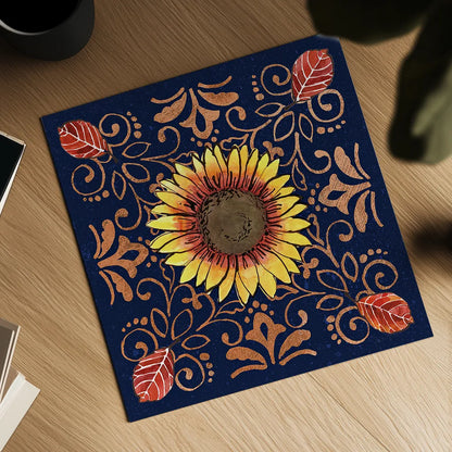 October Garden VII Blue by Beth Grove. Shown as a detailed flat fine art print, highlighting archival giclee quality. Available as an archival giclee rolled canvas, fine art paper, or poster print. SKU 39630a.