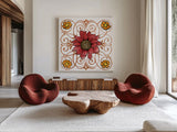 October Garden VIII by Beth Grove. Shown as extra-large giant wall art in a modern living room. Available as an archival giclee rolled canvas, fine art paper, or poster print. SKU 37068a.