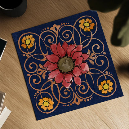 October Garden VIII Blue by Beth Grove. Shown as a detailed flat fine art print, highlighting archival giclee quality. Available as an archival giclee rolled canvas, fine art paper, or poster print. SKU 39631a.