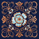 October Garden X Blue by Beth Grove. SKU 39633a. Archival Giclee Fine art print for wall decor.