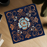 October Garden X Blue by Beth Grove. Shown as a detailed flat fine art print, highlighting archival giclee quality. Available as an archival giclee rolled canvas, fine art paper, or poster print. SKU 39633a.