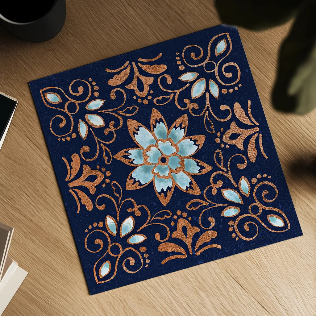 October Garden XI Blue by Beth Grove. Shown as a detailed flat fine art print, highlighting archival giclee quality. Available as an archival giclee rolled canvas, fine art paper, or poster print. SKU 39634a.