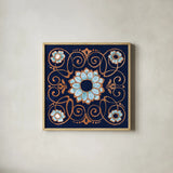 October Garden XII Blue by Beth Grove. Shown in a natural wood glass frame for a timeless modern aesthetic. Available as an archival giclee rolled canvas, fine art paper, or poster print. SKU 39635a.