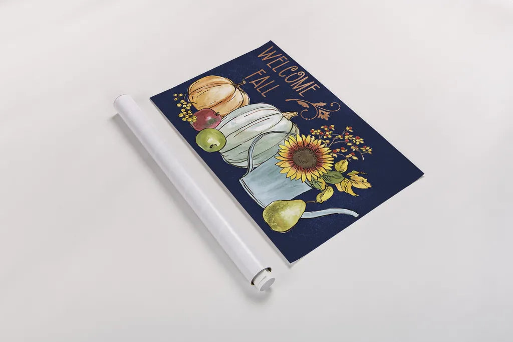 October Garden XIII Blue by Beth Grove. shown as a rolled paper print. Available as archival giclee rolled canvas, fine art paper, or poster print. SKU 39636i.