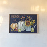 October Garden XIII Blue by Beth Grove. shown as a paper print in a natural frame. Available as a archival giclee rolled canvas, fine art paper, or poster print. SKU 39636i.