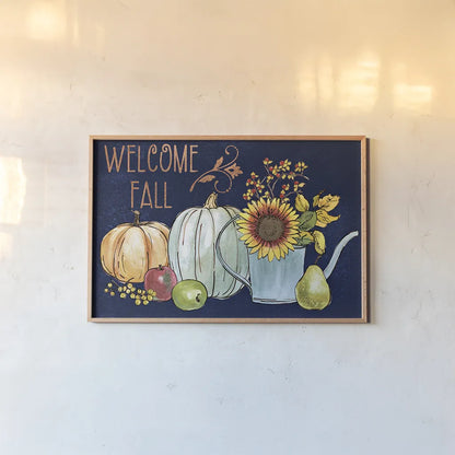 October Garden XIII Blue by Beth Grove. shown as a paper print in a natural frame. Available as a archival giclee rolled canvas, fine art paper, or poster print. SKU 39636i.