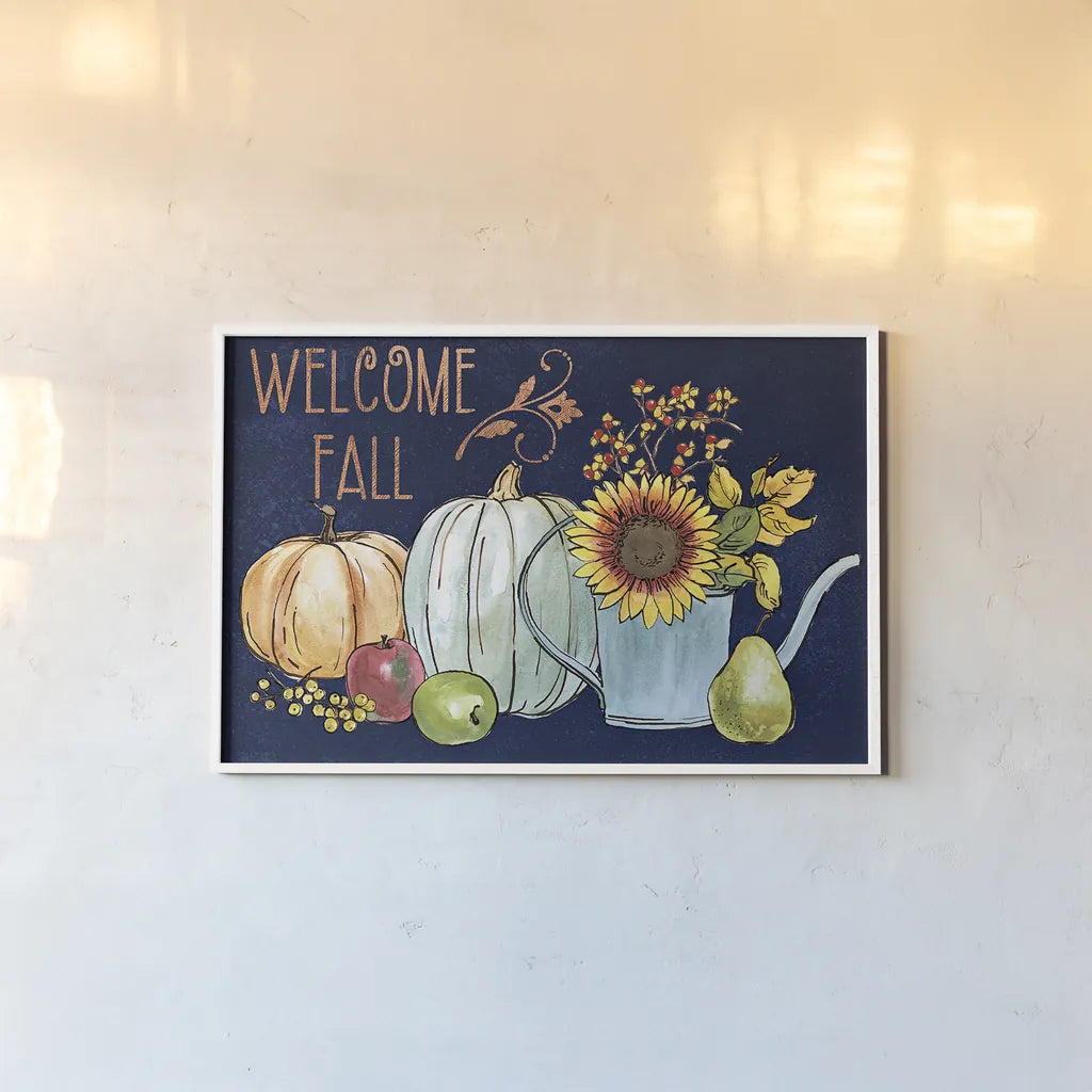 October Garden XIII Blue by Beth Grove. shown as a paper print in a white frame. Available as a archival giclee rolled canvas, fine art paper, or poster print. SKU 39636i.