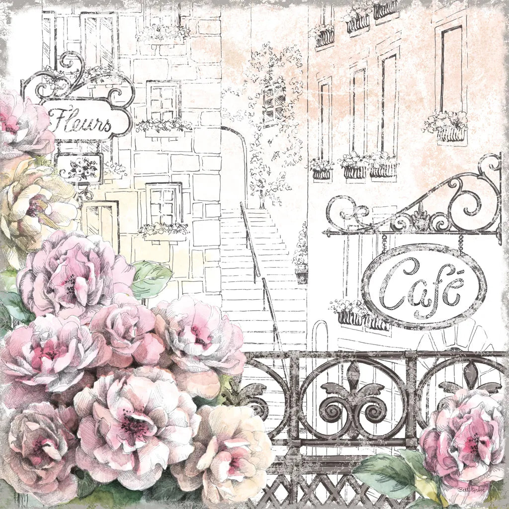 Paris Roses I by Beth Grove. SKU 22321a. Archival Giclee Fine art print for wall decor.