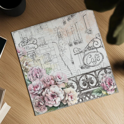 Paris Roses I by Beth Grove. Shown as a detailed flat fine art print, highlighting archival giclee quality. Available as an archival giclee rolled canvas, fine art paper, or poster print. SKU 22321a.