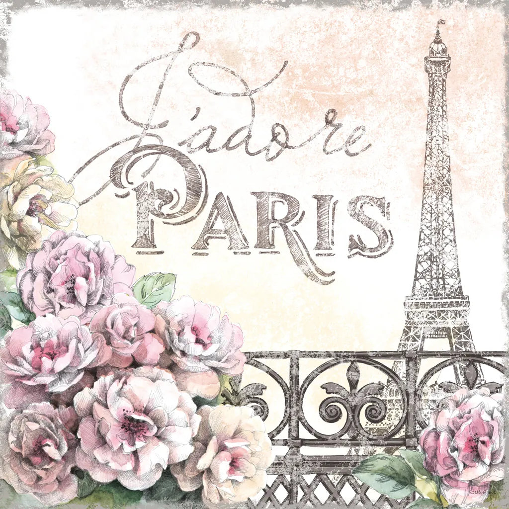Paris Roses III by Beth Grove. SKU 22323a. Archival Giclee Fine art print for wall decor.