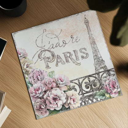 Paris Roses III by Beth Grove. Shown as a detailed flat fine art print, highlighting archival giclee quality. Available as an archival giclee rolled canvas, fine art paper, or poster print. SKU 22323a.