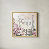Paris Roses III by Beth Grove. Shown in a natural wood glass frame for a timeless modern aesthetic. Available as an archival giclee rolled canvas, fine art paper, or poster print. SKU 22323a.