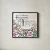 Paris Roses V by Beth Grove. Shown in a sleek black glass frame for a contemporary gallery look. Available as an archival giclee rolled canvas, fine art paper, or poster print. SKU 22913a.