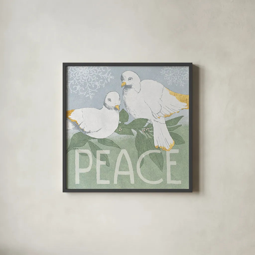 Pastel Christmas II by Beth Grove. Shown in a sleek black glass frame for a contemporary gallery look. Available as an archival giclee rolled canvas, fine art paper, or poster print. SKU 31047a.