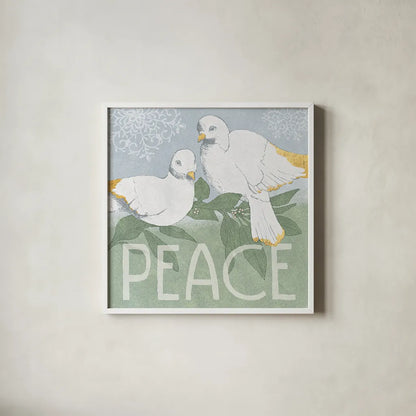 Pastel Christmas II by Beth Grove. Shown in a crisp white glass frame for a clean and minimalist style. Available as an archival giclee rolled canvas, fine art paper, or poster print. SKU 31047a.