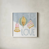 Pastel Christmas III by Beth Grove. Shown in a crisp white glass frame for a clean and minimalist style. Available as an archival giclee rolled canvas, fine art paper, or poster print. SKU 31048a.