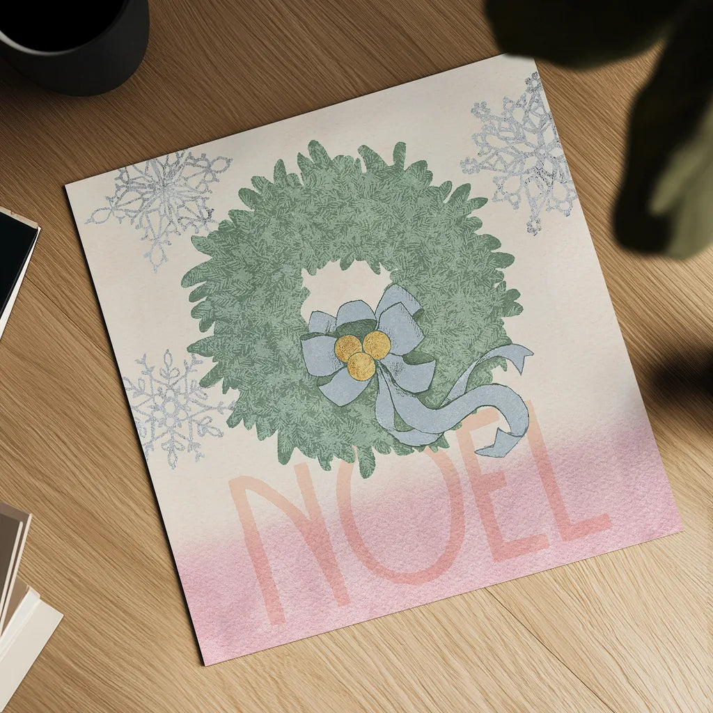 Pastel Christmas IV by Beth Grove. Shown as a detailed flat fine art print, highlighting archival giclee quality. Available as an archival giclee rolled canvas, fine art paper, or poster print. SKU 31049a.