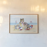 Patriotic Paws I by Beth Grove. shown as a paper print in a natural frame. Available as a archival giclee rolled canvas, fine art paper, or poster print. SKU 74220i.