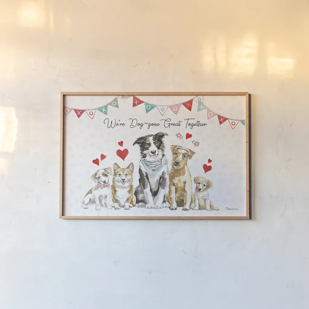 Paws of Love I by Beth Grove. shown as a paper print in a natural frame. Available as a archival giclee rolled canvas, fine art paper, or poster print. SKU 53509i.