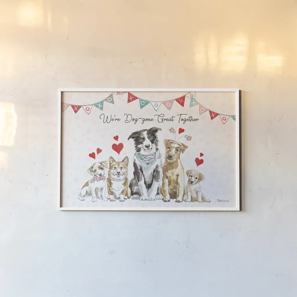 Paws of Love I by Beth Grove. shown as a paper print in a white frame. Available as a archival giclee rolled canvas, fine art paper, or poster print. SKU 53509i.