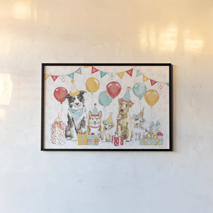 Paws of Love I Birthday by Beth Grove. shown as a paper print in a black flame. Available as a archival giclee rolled canvas, fine art paper, or poster print. SKU 87358i.