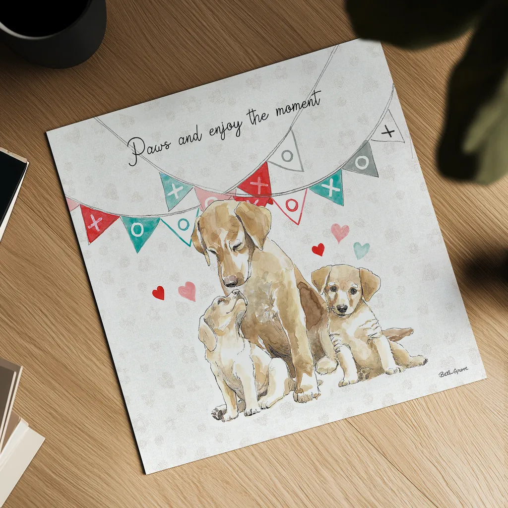 Paws of Love III by Beth Grove. Shown as a detailed flat fine art print, highlighting archival giclee quality. Available as an archival giclee rolled canvas, fine art paper, or poster print. SKU 53511a.