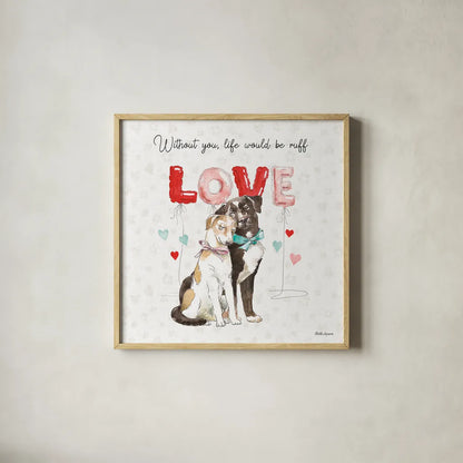 Paws of Love IV by Beth Grove. Shown in a natural wood glass frame for a timeless modern aesthetic. Available as an archival giclee rolled canvas, fine art paper, or poster print. SKU 53512a.