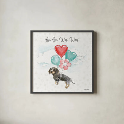 Paws of Love V by Beth Grove. Shown in a sleek black glass frame for a contemporary gallery look. Available as an archival giclee rolled canvas, fine art paper, or poster print. SKU 53513a.