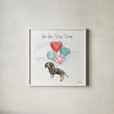 Paws of Love V by Beth Grove. Shown in a crisp white glass frame for a clean and minimalist style. Available as an archival giclee rolled canvas, fine art paper, or poster print. SKU 53513a.