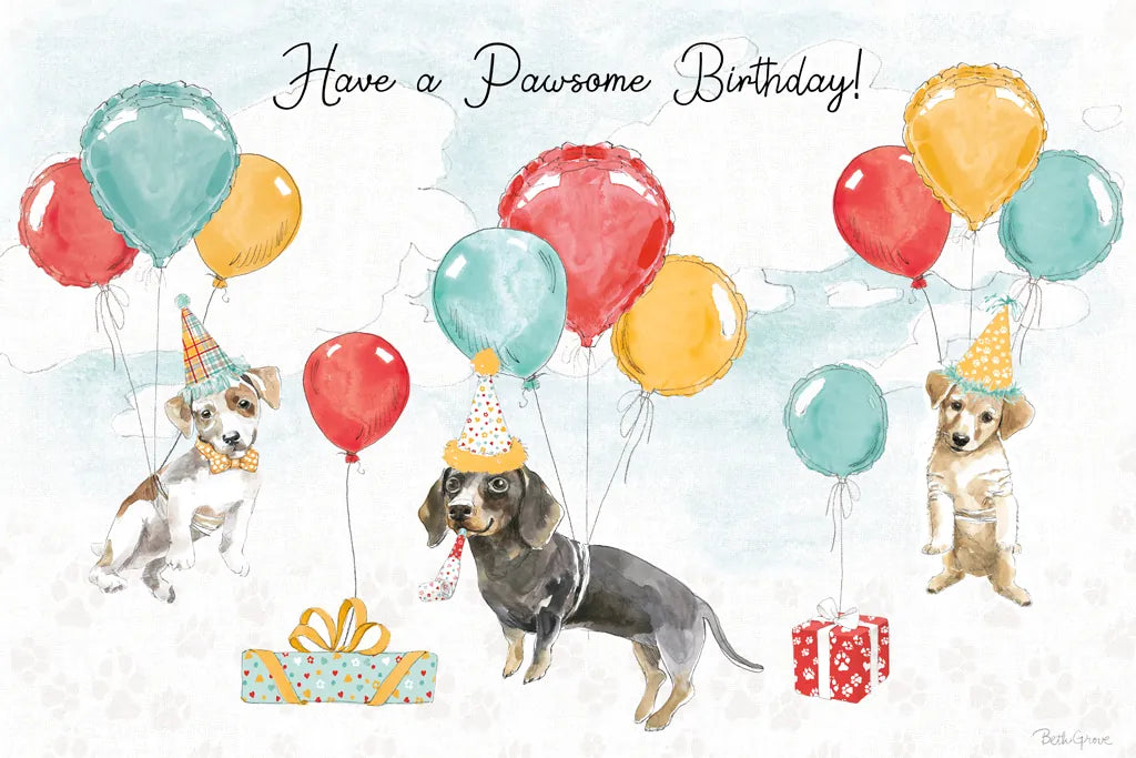 Paws of Love V Birthday by Beth Grove. SKU 87359i. Archival Giclee Fine art print for wall decor.